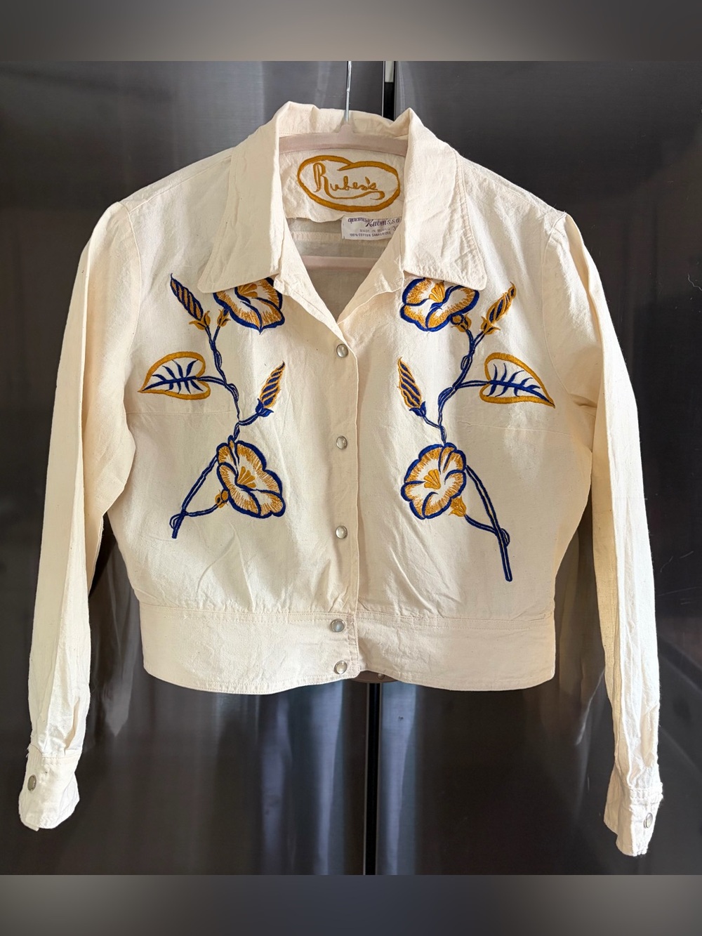 Vintage 70s Ruben’s Embroidered Western Cropped Jacket Sm Rockabilly Boho EUC